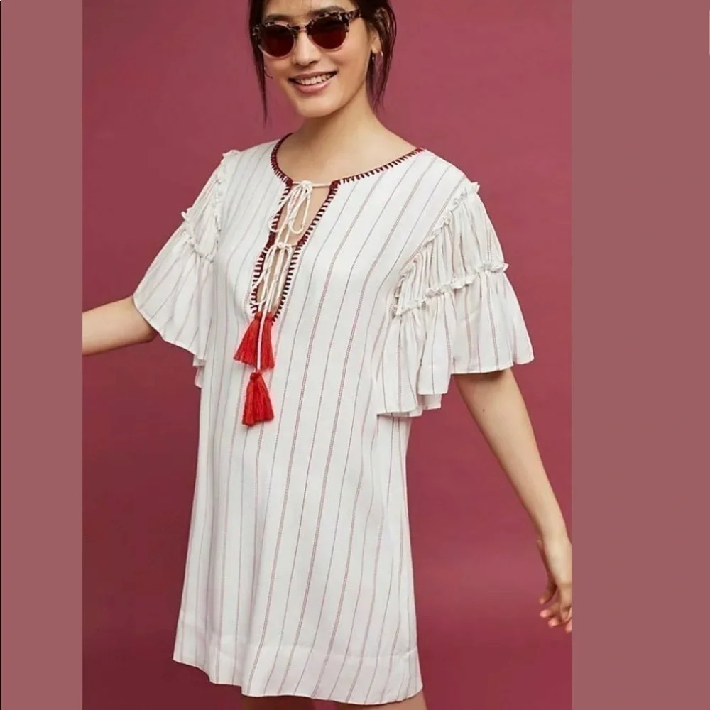 Anthropologie Moon River Size Xs Ira Tasseled Mini Dress Cover Up New!